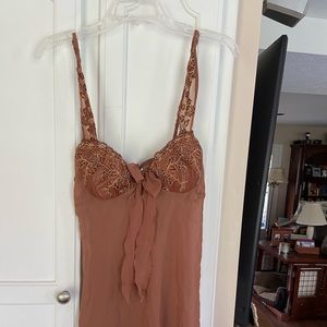 Tan cinema etoile sheer chemise, lace cups, tag removed, medium, like new